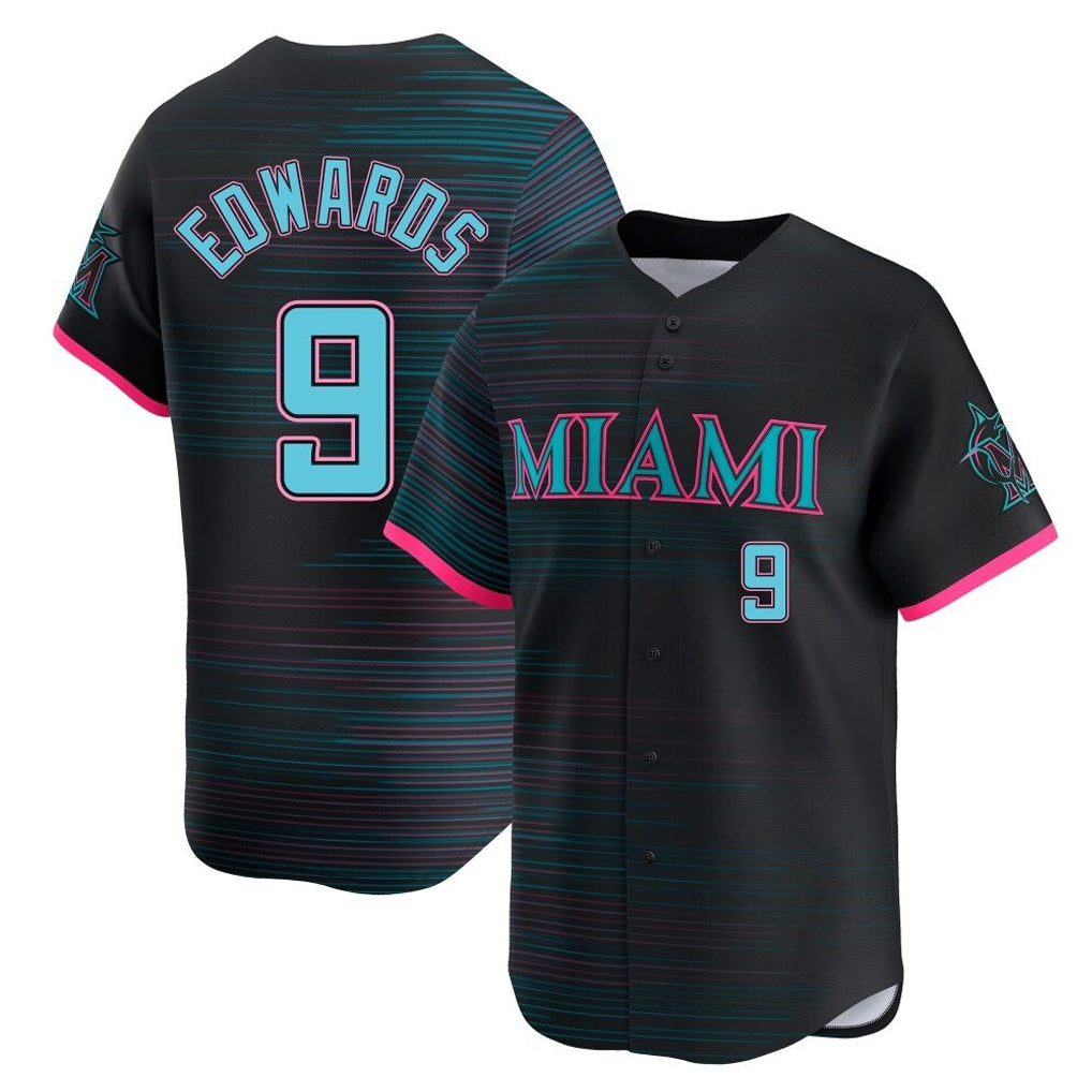 Leonaf M.Marlins #9 Xavier Edwards Player Black City Connect Home Limited Stitched Jerseys