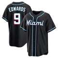 Leonaf M.Marlins #9 Xavier Edwards Player Black Fashion Out Home Game Stitched Jerseys