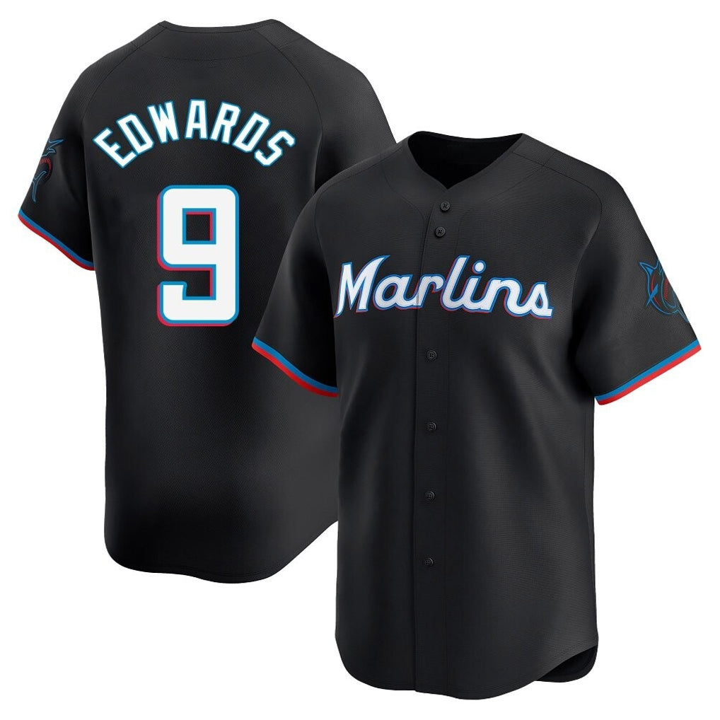 Leonaf M.Marlins #9 Xavier Edwards Player Black  Home Limited Stitched Jerseys
