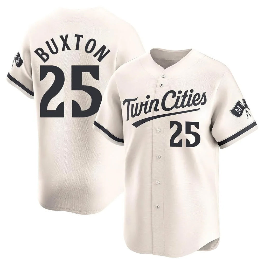 Leonaf M.Twins #25 Byron Buxton Player Cream Home Limited Stitched Jerseys