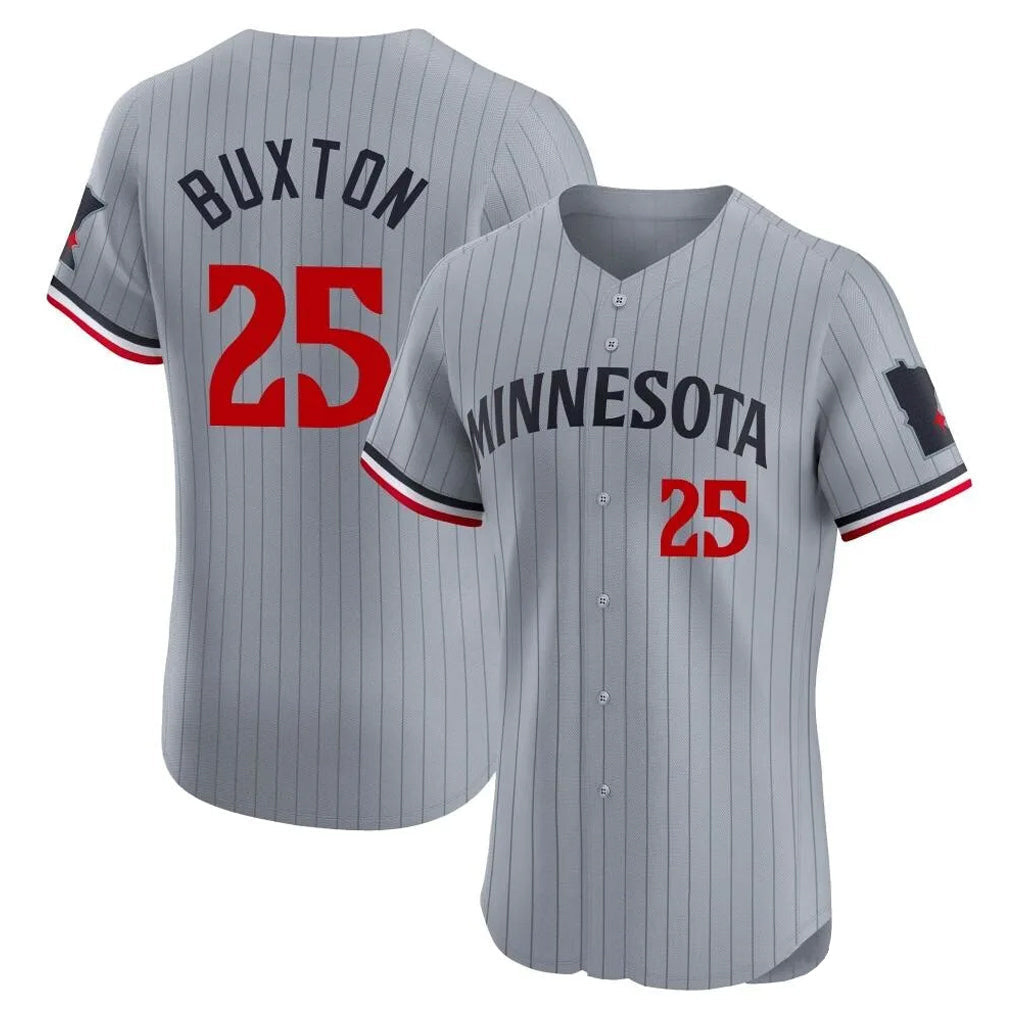 Leonaf M.Twins #25 Byron Buxton Player Gray Home Limited Elite Stitched Jerseys