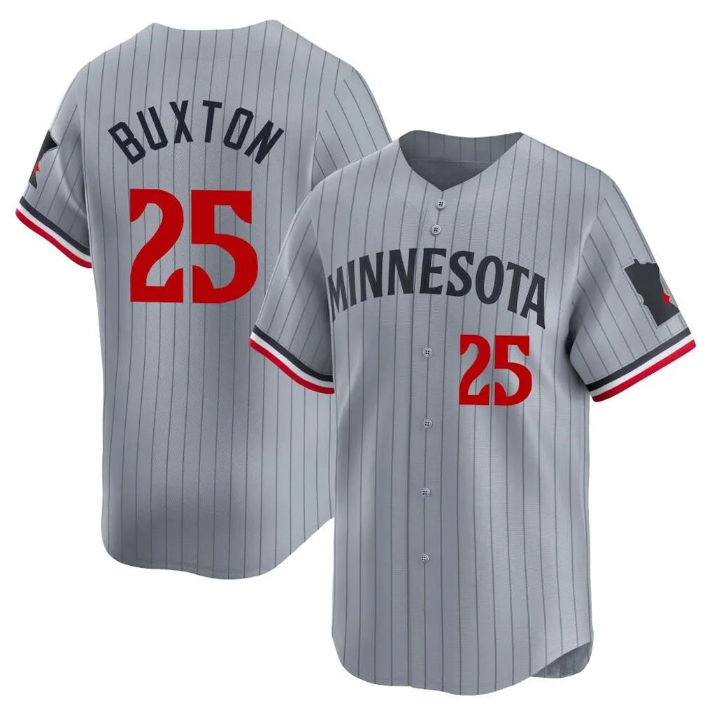Leonaf M.Twins #25 Byron Buxton Player Gray Home Limited Stitched Jerseys