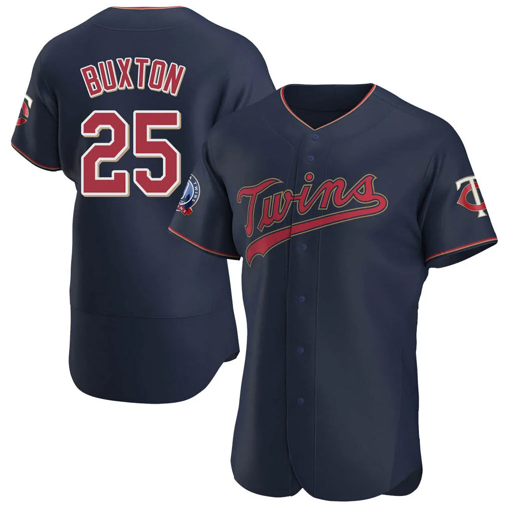 Leonaf M.Twins #25 Byron Buxton Player Navy 60th Home Limited Elite Stitched Jerseys