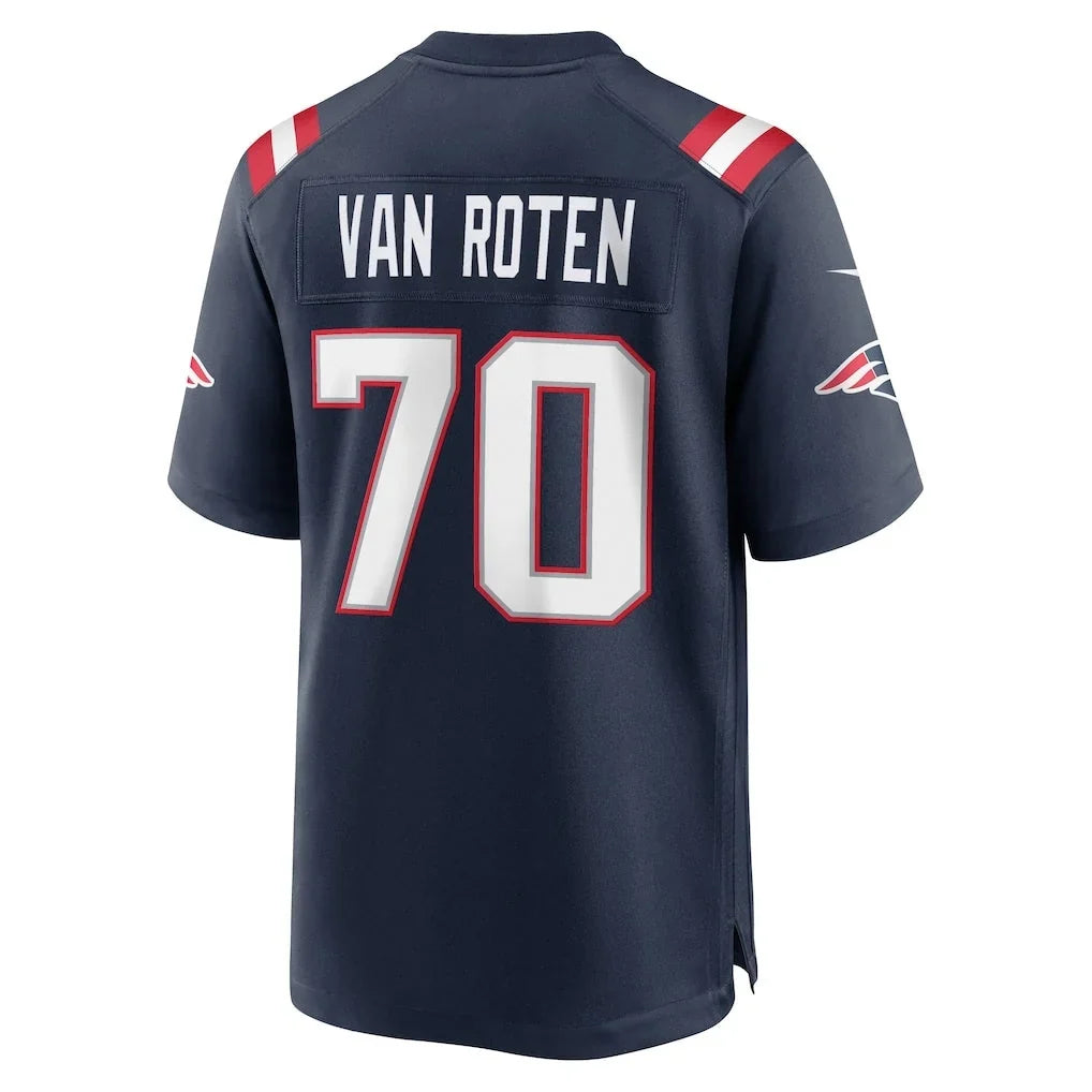Leonaf NE.Patriots #70 Greg Van Roten Navy Team Game Jersey