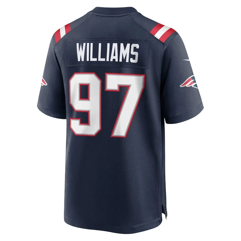 Leonaf NE.Patriots #97 Milton Williams Navy Team Game Jersey