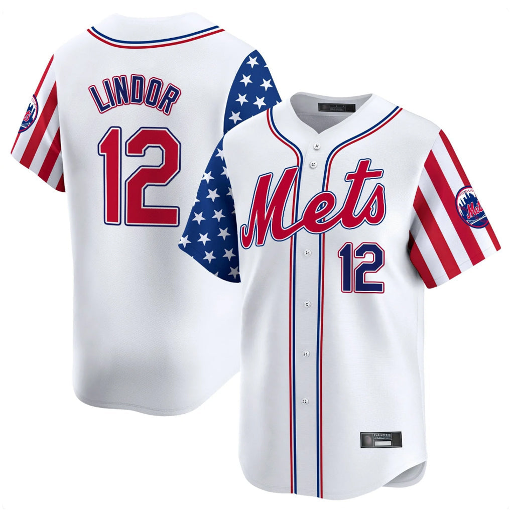 Leonaf NY.Mets #12 Francisco Lindor Player White 2025 Independence Day Vapor Premier Limited  Stitched Jerseys