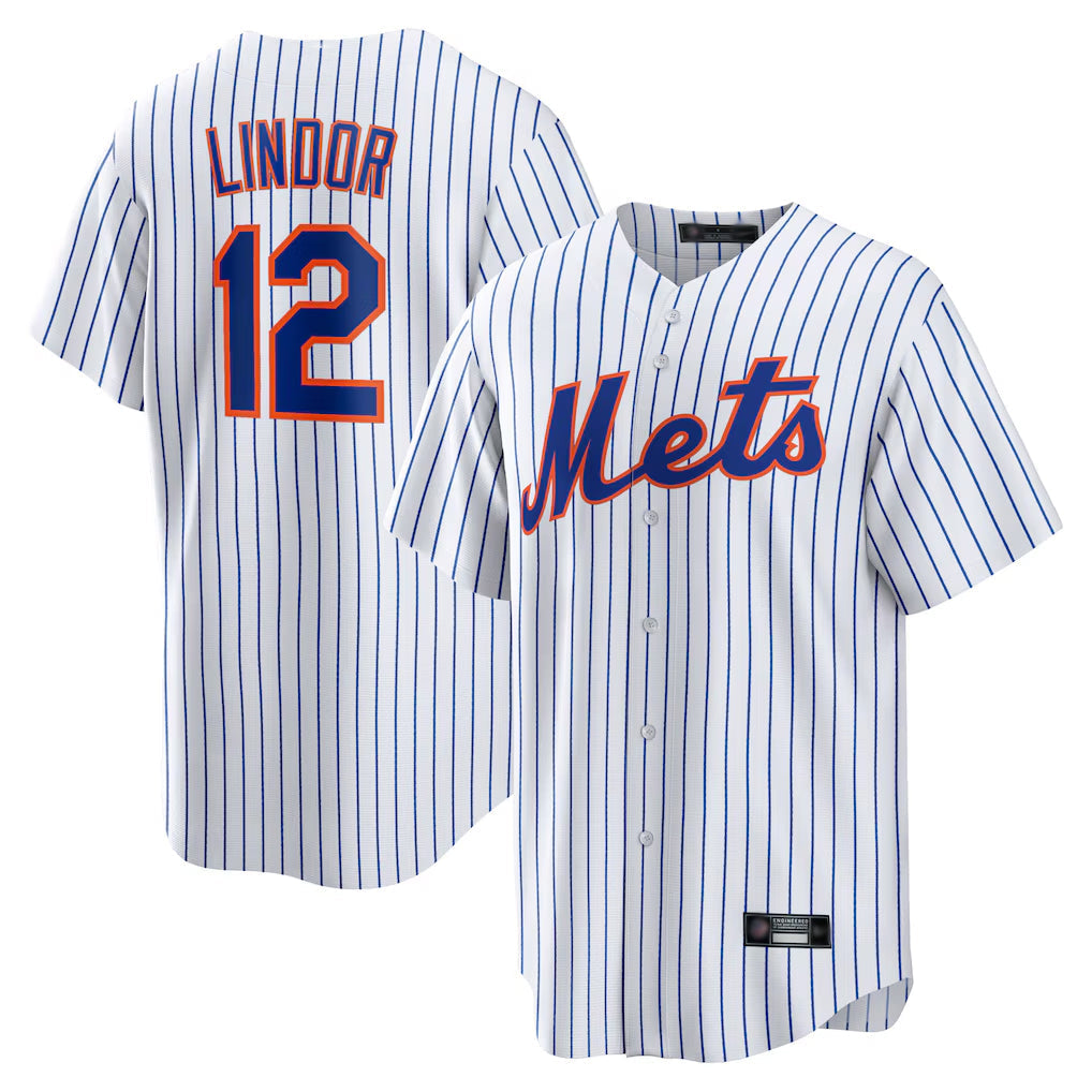 Leonaf NY.Mets #12 Francisco Lindor Player White Home Game Stitched Jerseys