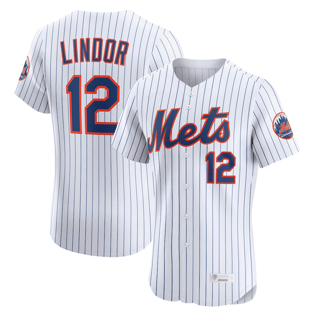 Leonaf NY.Mets #12 Francisco Lindor Player White Home Limited Elite Stitched Jerseys