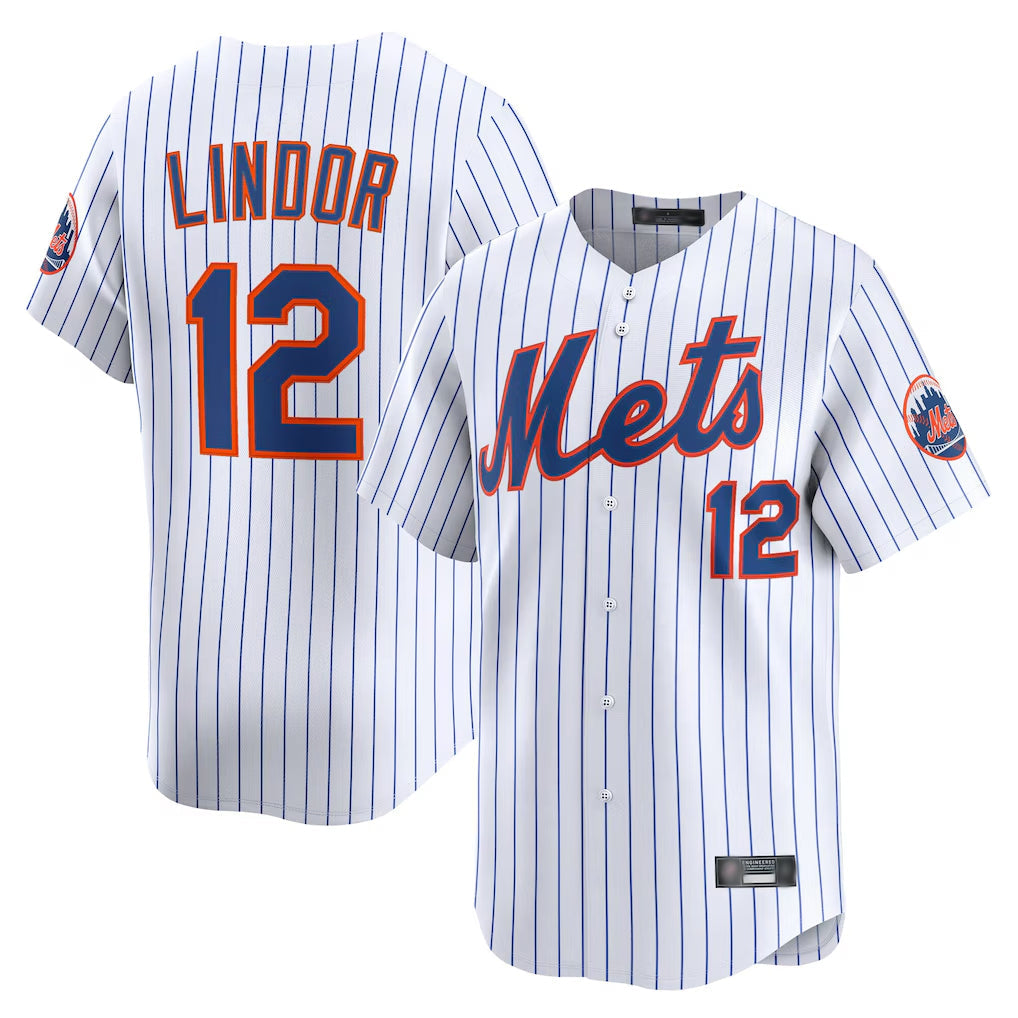 Leonaf NY.Mets #12 Francisco Lindor Player White Home Limited Stitched Jerseys