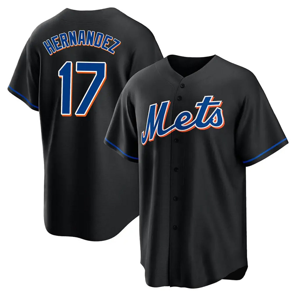 Leonaf NY.Mets #17 Keith Hernandez Player Black Replica Home Game Stitched Jerseys
