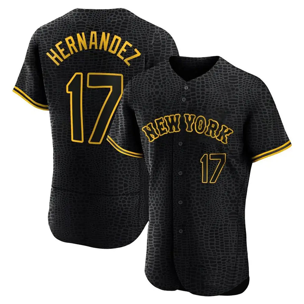 Leonaf NY.Mets #17 Keith Hernandez Player Black Snake Skin City Home Limited Elite Stitched Jerseys