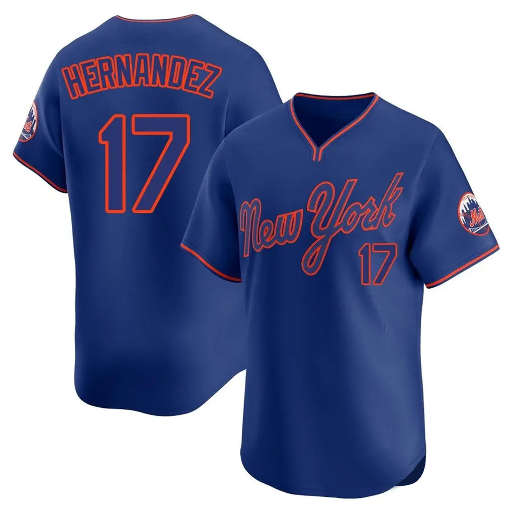Leonaf NY.Mets #17 Keith Hernandez Player Royal T-shirt Home Limited Elite Stitched Jerseys