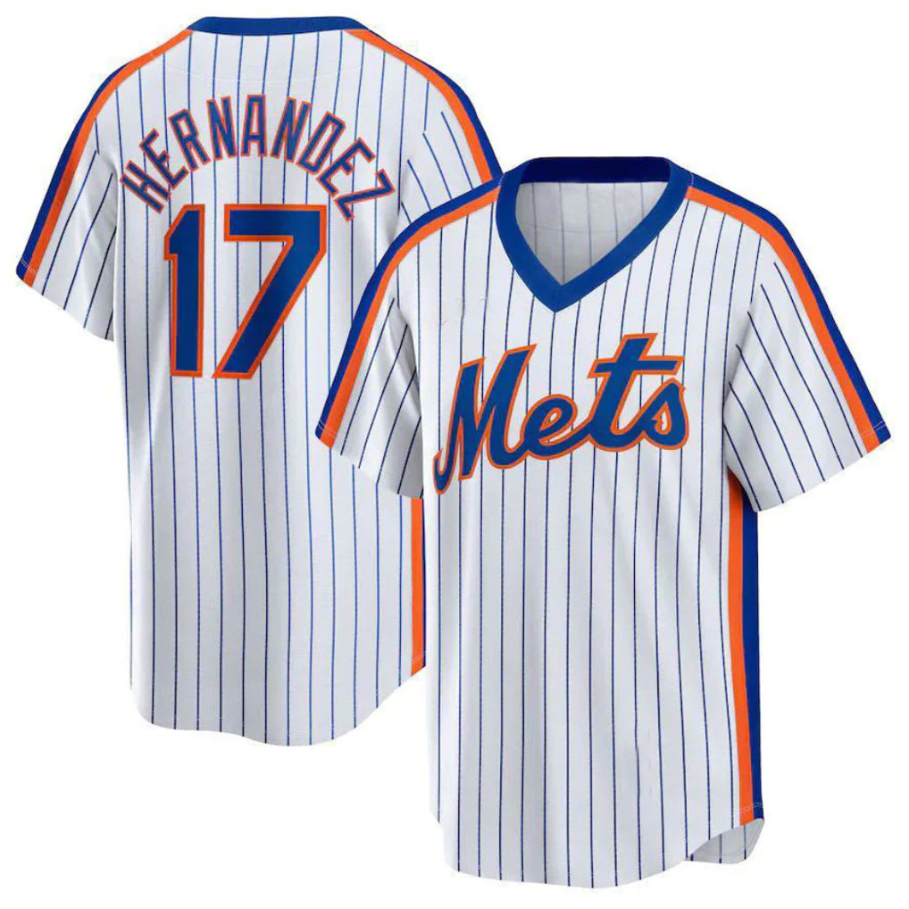 Leonaf NY.Mets #17 Keith Hernandez Player White Cooperstown Collection T-shirt Home Stitched Jerseys