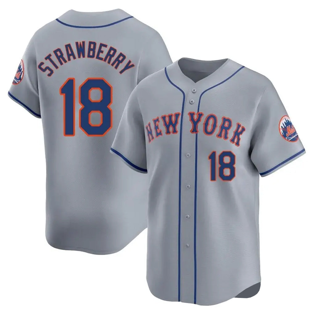 Leonaf NY.Mets #18 Darryl Strawberry Player Gray Road Limited Home Stitched Jerseys