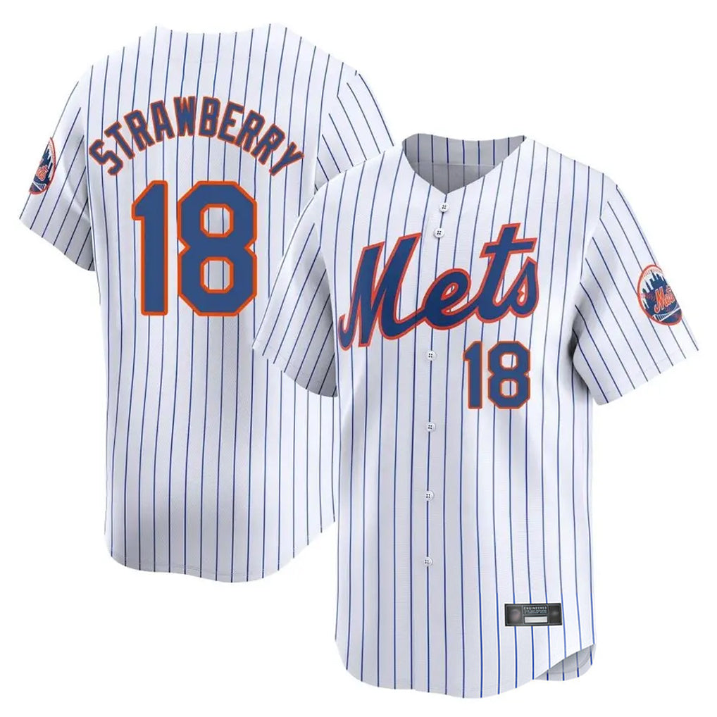 Leonaf NY.Mets #18 Darryl Strawberry Player White Home Limited Stitched Jerseys