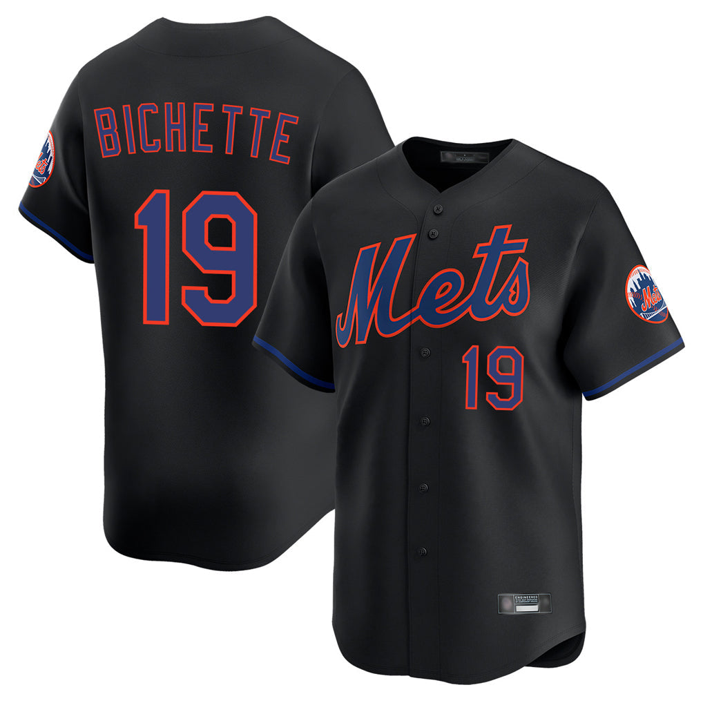 Leonaf NY.Mets #19 Bo Bichette Player Black Alternate Home Limited Stitched Jerseys
