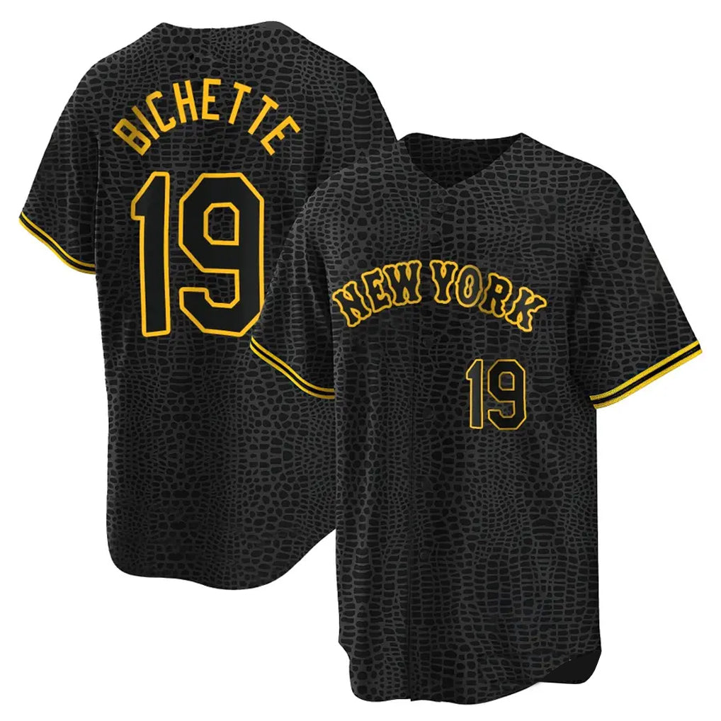 Leonaf NY.Mets #19 Bo Bichette Player Black Snake Skin City Home Game Stitched Jerseys