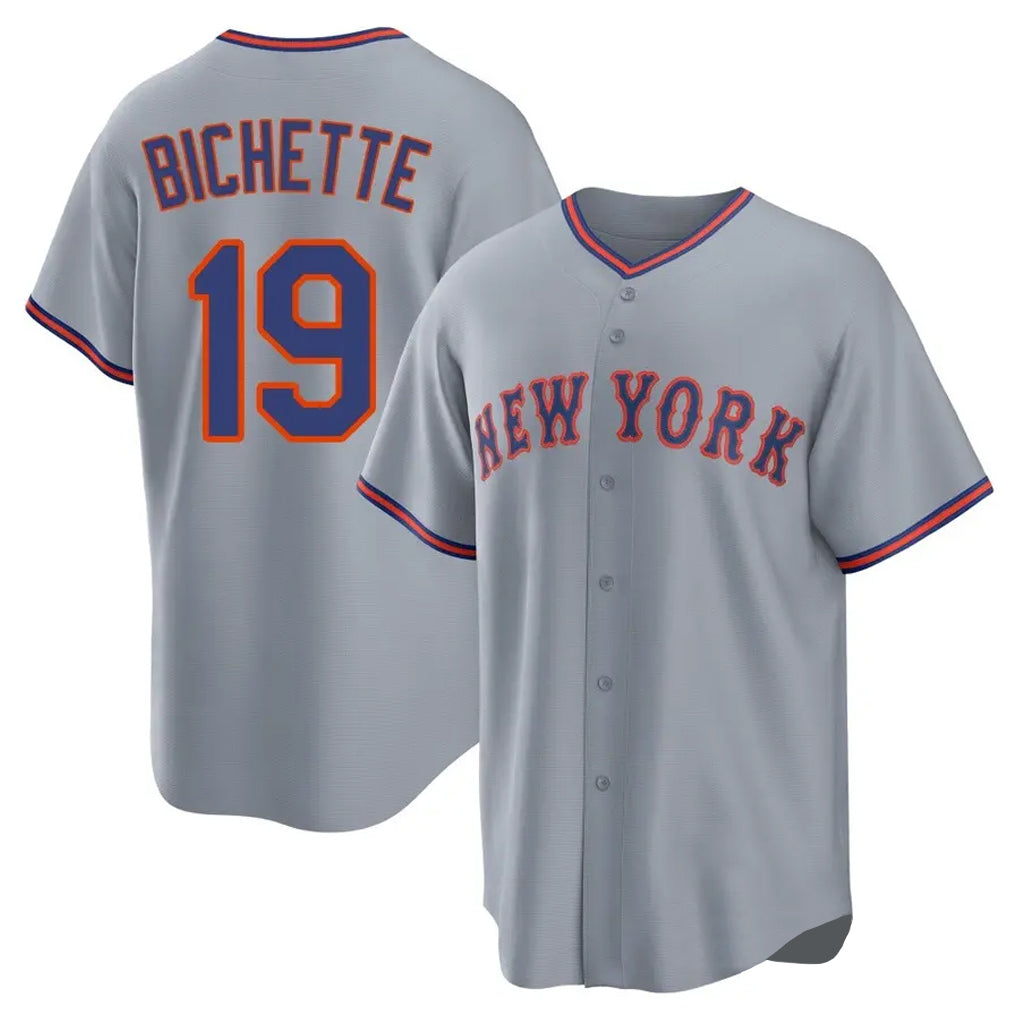 Leonaf NY.Mets #19 Bo Bichette Player Gray Road Home Game Stitched Jerseys