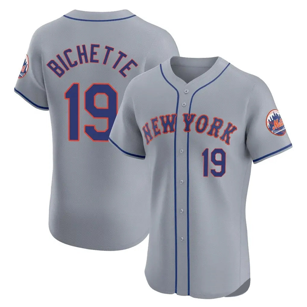 Leonaf NY.Mets #19 Bo Bichette Player Gray Road Limited Elite Home Stitched Jerseys
