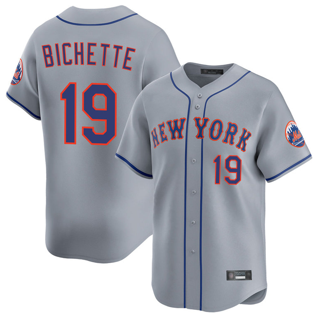 Leonaf NY.Mets #19 Bo Bichette Player Gray Road Limited Home Stitched Jerseys