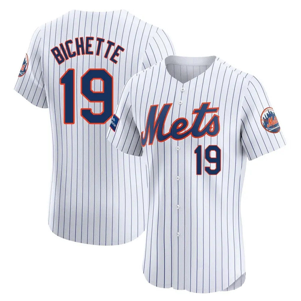 Leonaf NY.Mets #19 Bo Bichette Player White Home Limited Elite Stitched Jerseys