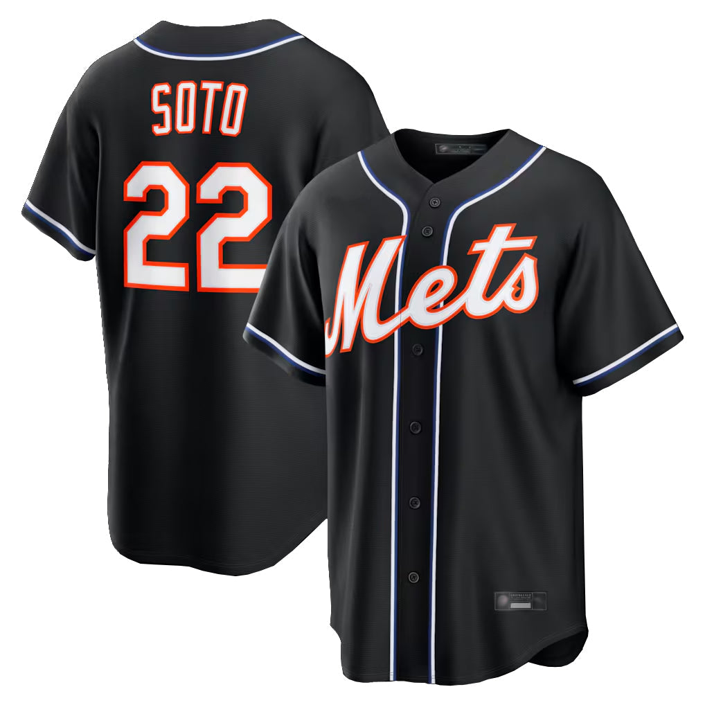 Leonaf NY.Mets #22 Juan Soto Player Black Fashion Out Game Stitched Jerseys
