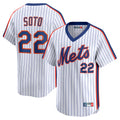 Leonaf NY.Mets #22 Juan Soto Player White Cooperstown Collection T-shirt Game Stitched Jerseys