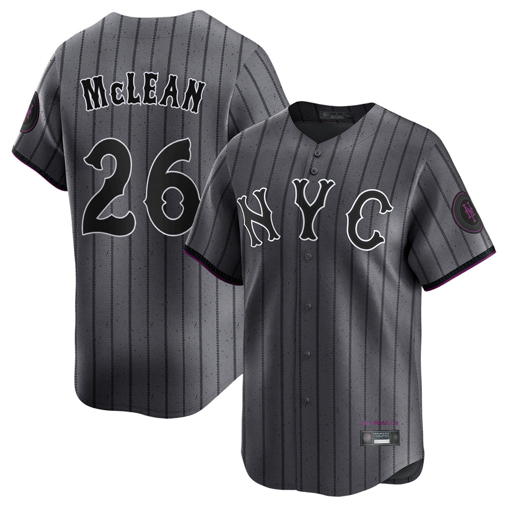 Leonaf NY.Mets #26 Nolan McLean Player Gray City Connect Limited Stitched Jerseys