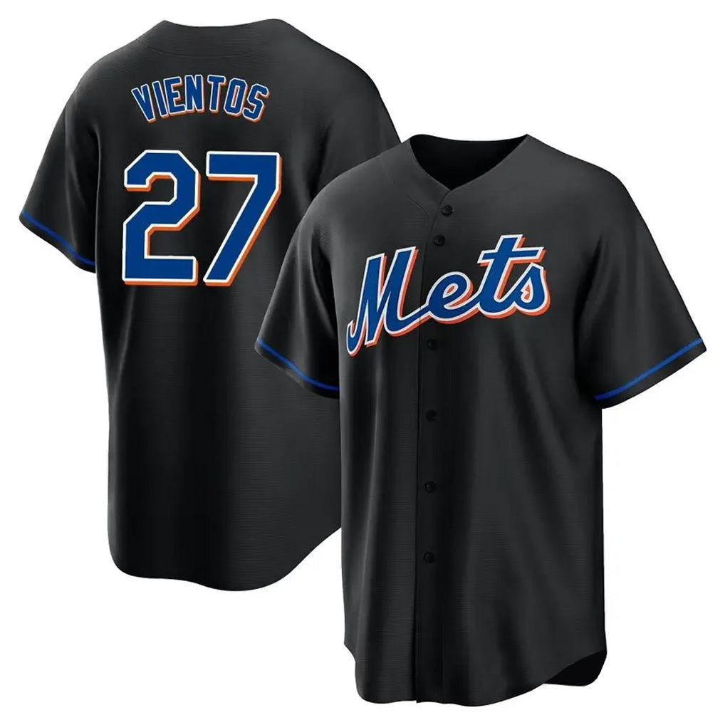 Leonaf NY.Mets #27 Mark Vientos Player Black Replica Home Game Stitched Jerseys