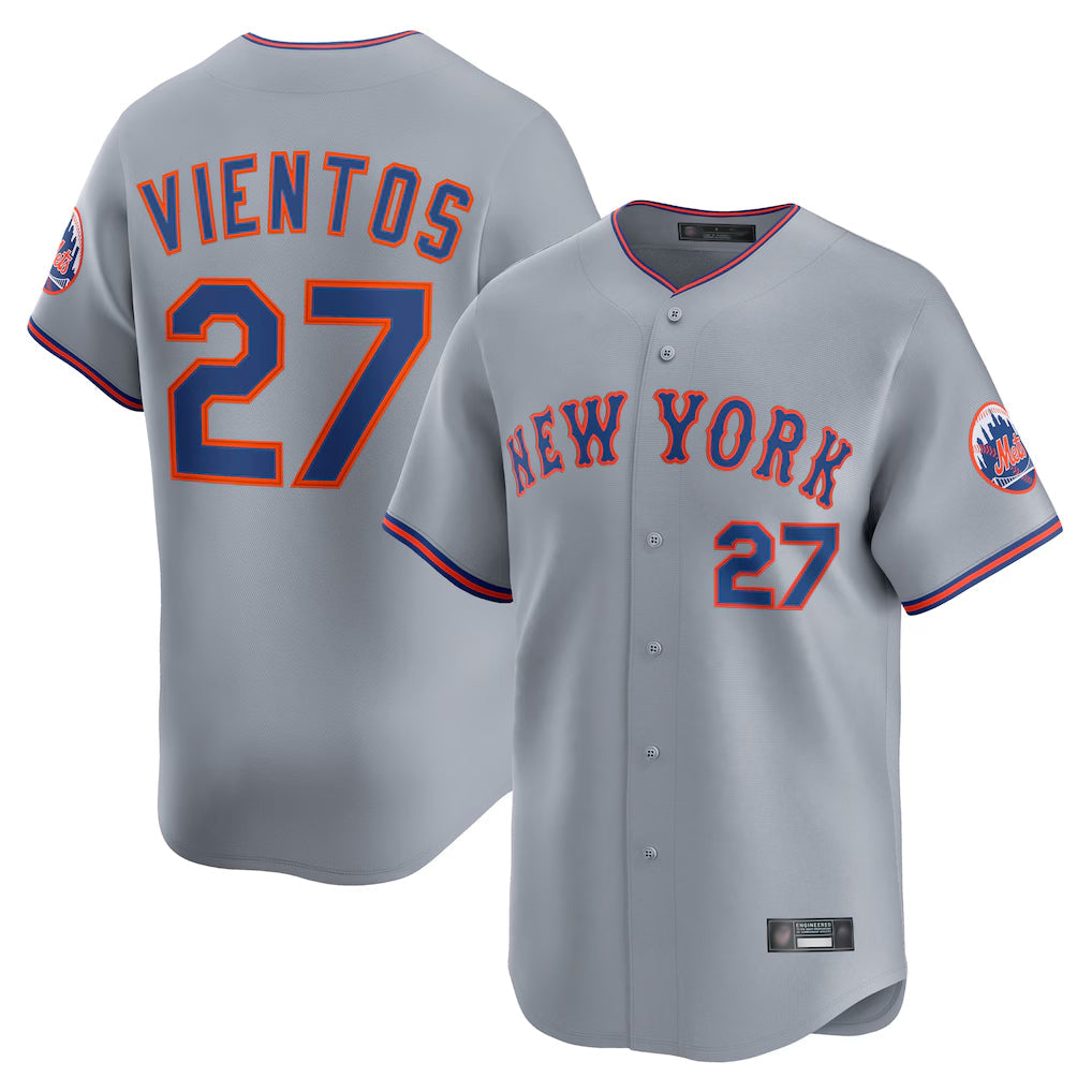 Leonaf NY.Mets #27 Mark Vientos Player Gray Road Limited Home Stitched Jerseys