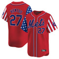Leonaf NY.Mets #27 Mark Vientos Player Red 2025 Independence Day Vapor Premier Limited  Stitched Jerseys