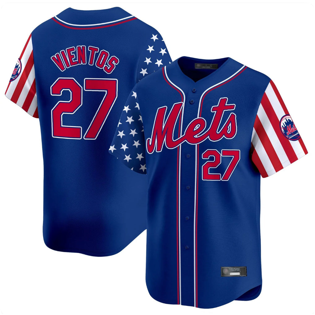 Leonaf NY.Mets #27 Mark Vientos Player Royal 2025 Independence Day Vapor Premier Limited  Stitched Jerseys