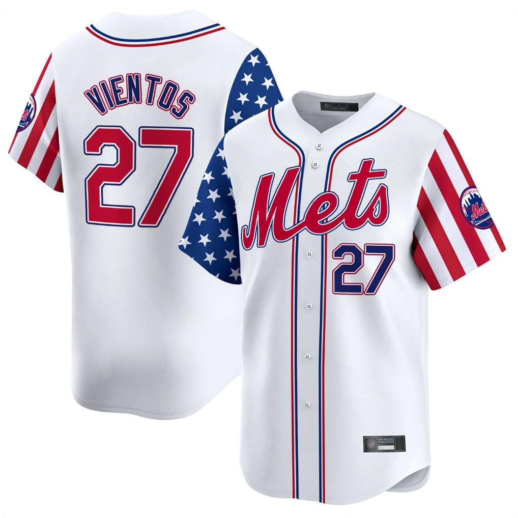 Leonaf NY.Mets #27 Mark Vientos Player White 2025 Independence Day Vapor Premier Limited  Stitched Jerseys