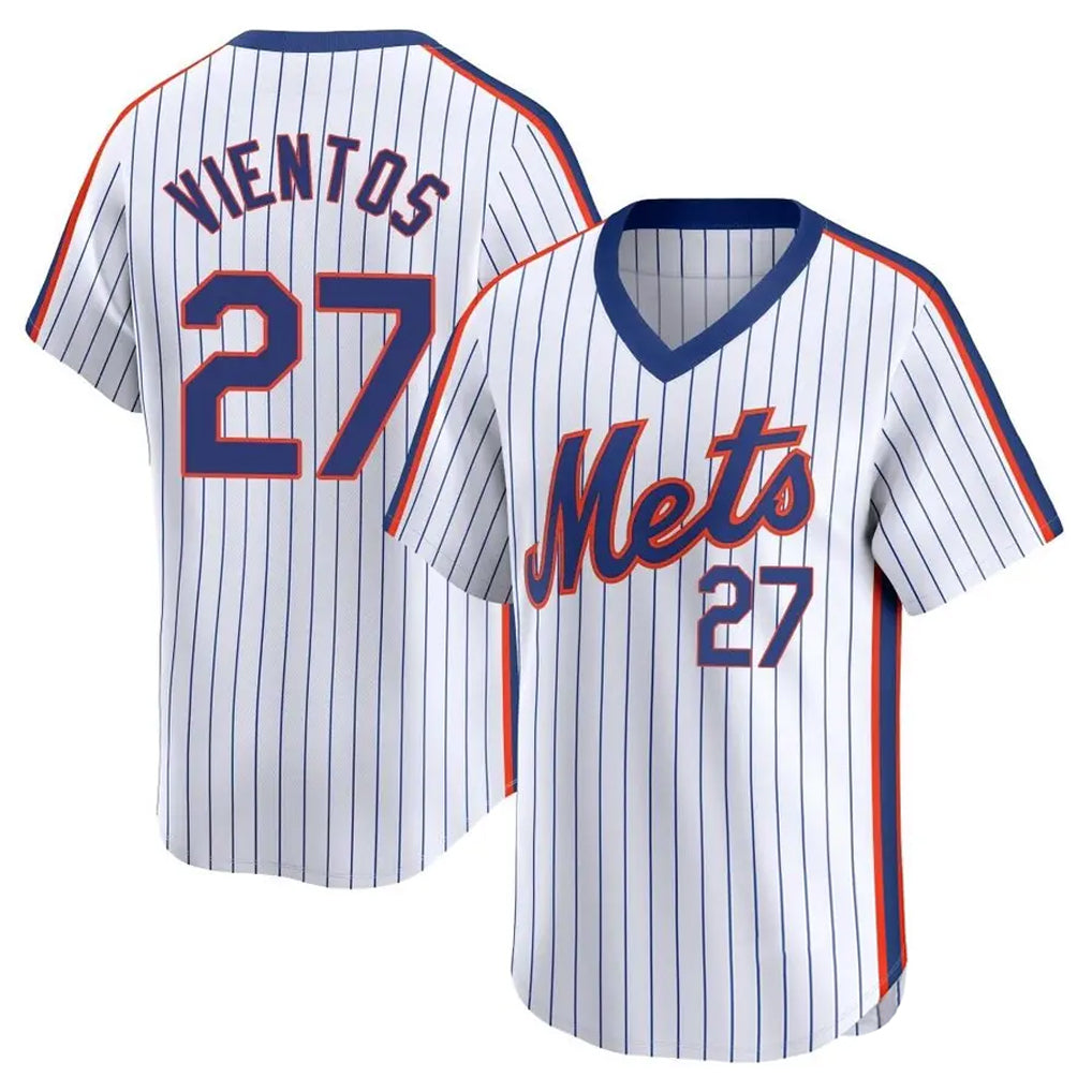 Leonaf NY.Mets #27 Mark Vientos Player White Cooperstown Collection T-shirt Game Stitched Jerseys
