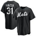 Leonaf NY.Mets #31 Mike Piazza Player Black Home Game Stitched Jerseys