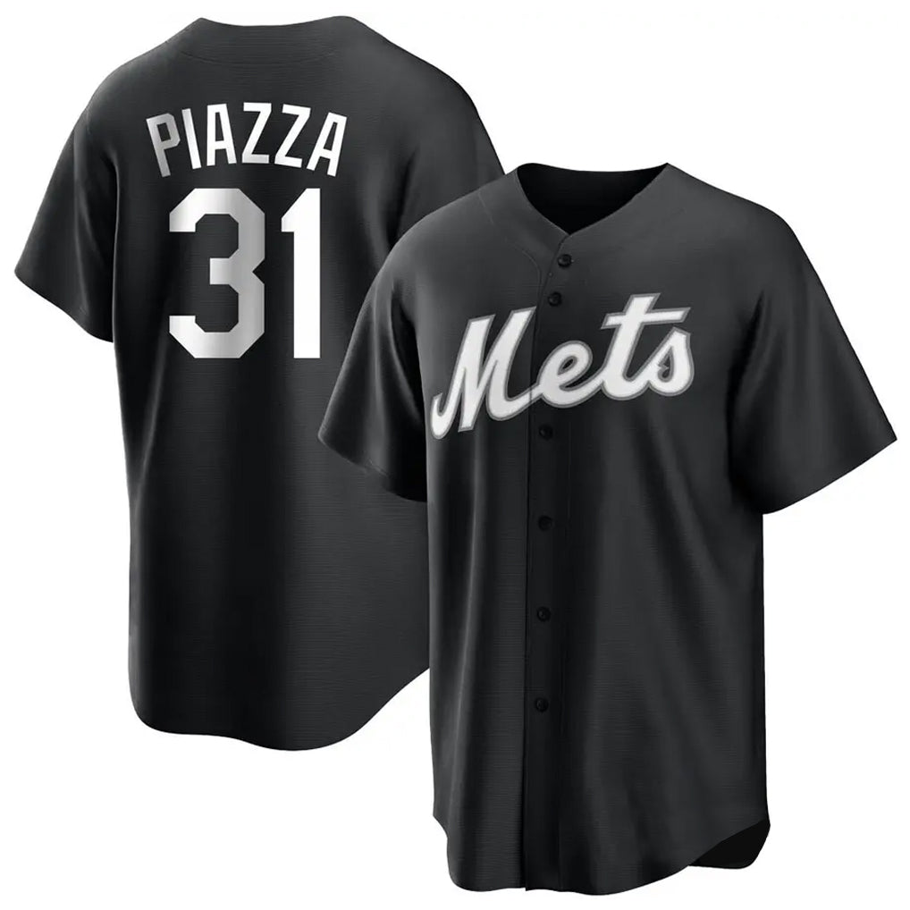 Leonaf NY.Mets #31 Mike Piazza Player Black Home Game Stitched Jerseys
