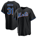 Leonaf NY.Mets #31 Mike Piazza Player Black Replica Home Game Stitched Jerseys
