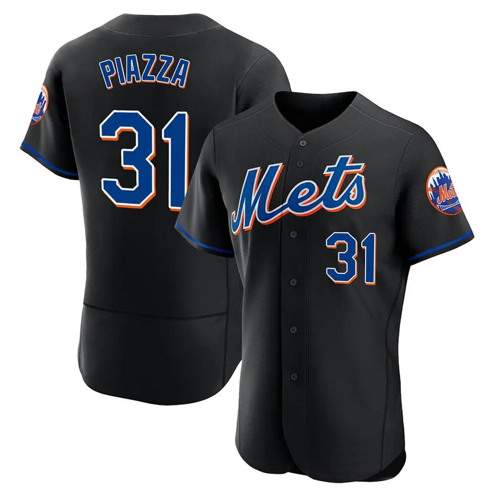 Leonaf NY.Mets #31 Mike Piazza Player Black Replica Home Limited Elite Stitched Jerseys