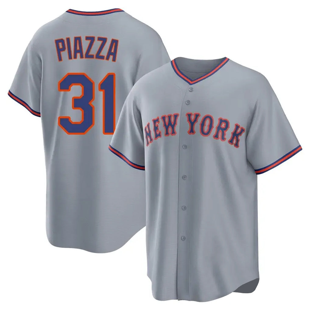 Leonaf NY.Mets #31 Mike Piazza Player Gray Road Home Game Stitched Jerseys