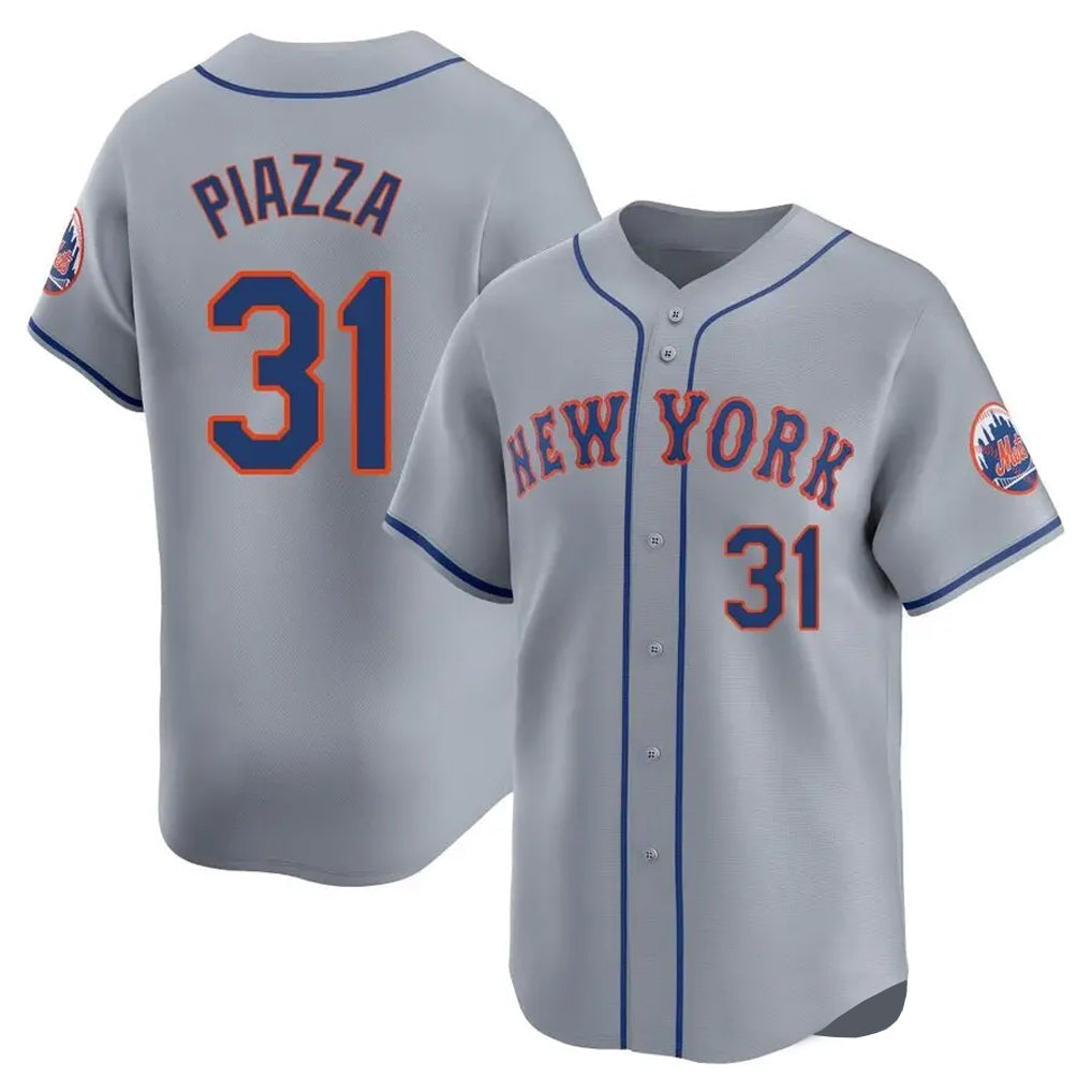 Leonaf NY.Mets #31 Mike Piazza Player Gray Road Limited Home Stitched Jerseys