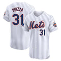 Leonaf NY.Mets #31 Mike Piazza Player White Home Limited Elite Stitched Jerseys
