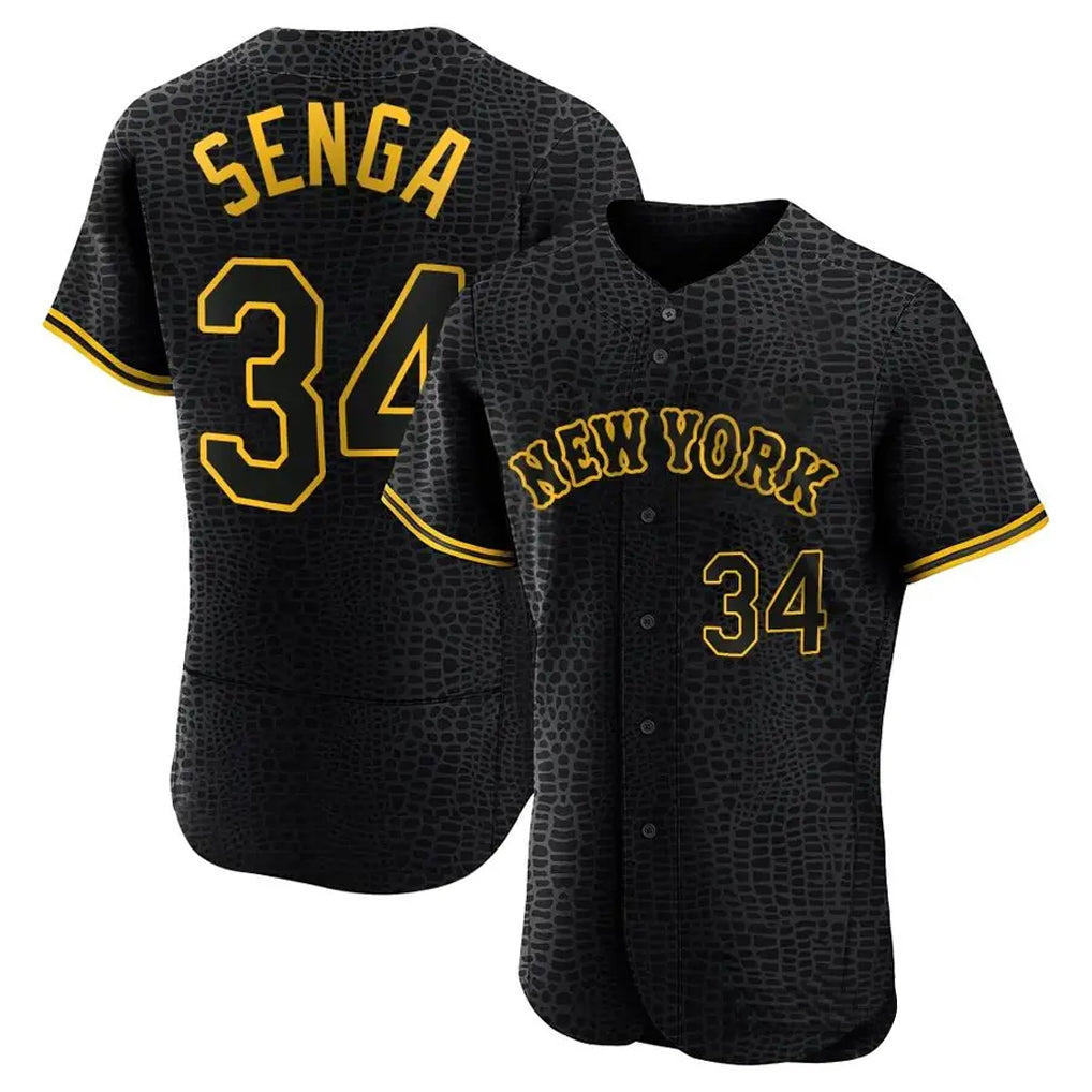 Leonaf NY.Mets #34 Kodai Senga Player Black Snake Skin City Home Limited Elite Stitched Jerseys