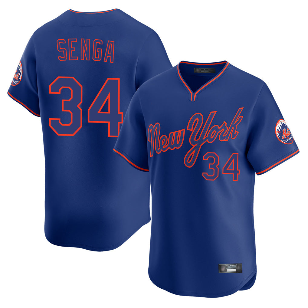 Leonaf NY.Mets #34 Kodai Senga Player Royal T-shirt Home Limited Elite Stitched Jerseys