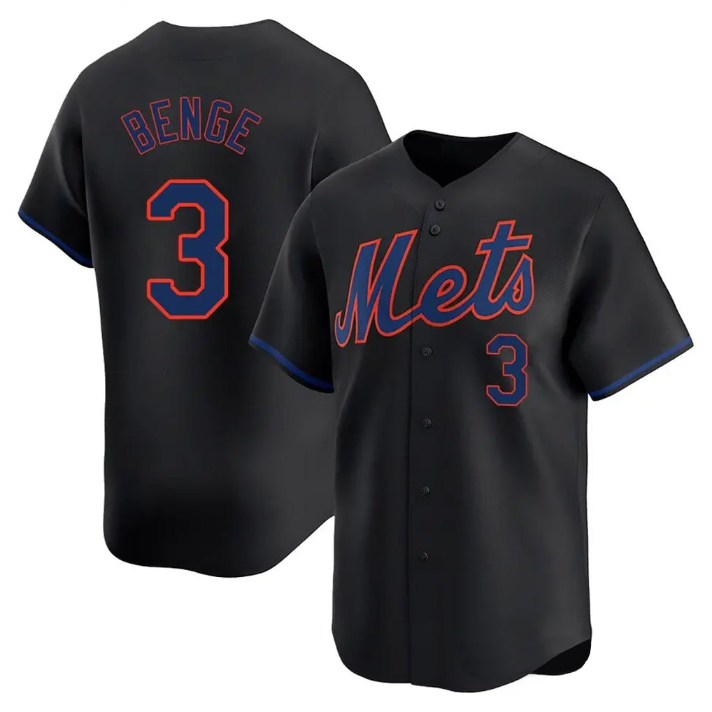 Leonaf NY.Mets #3 Carson Benge Player Black Alternate Home Limited Stitched Jerseys