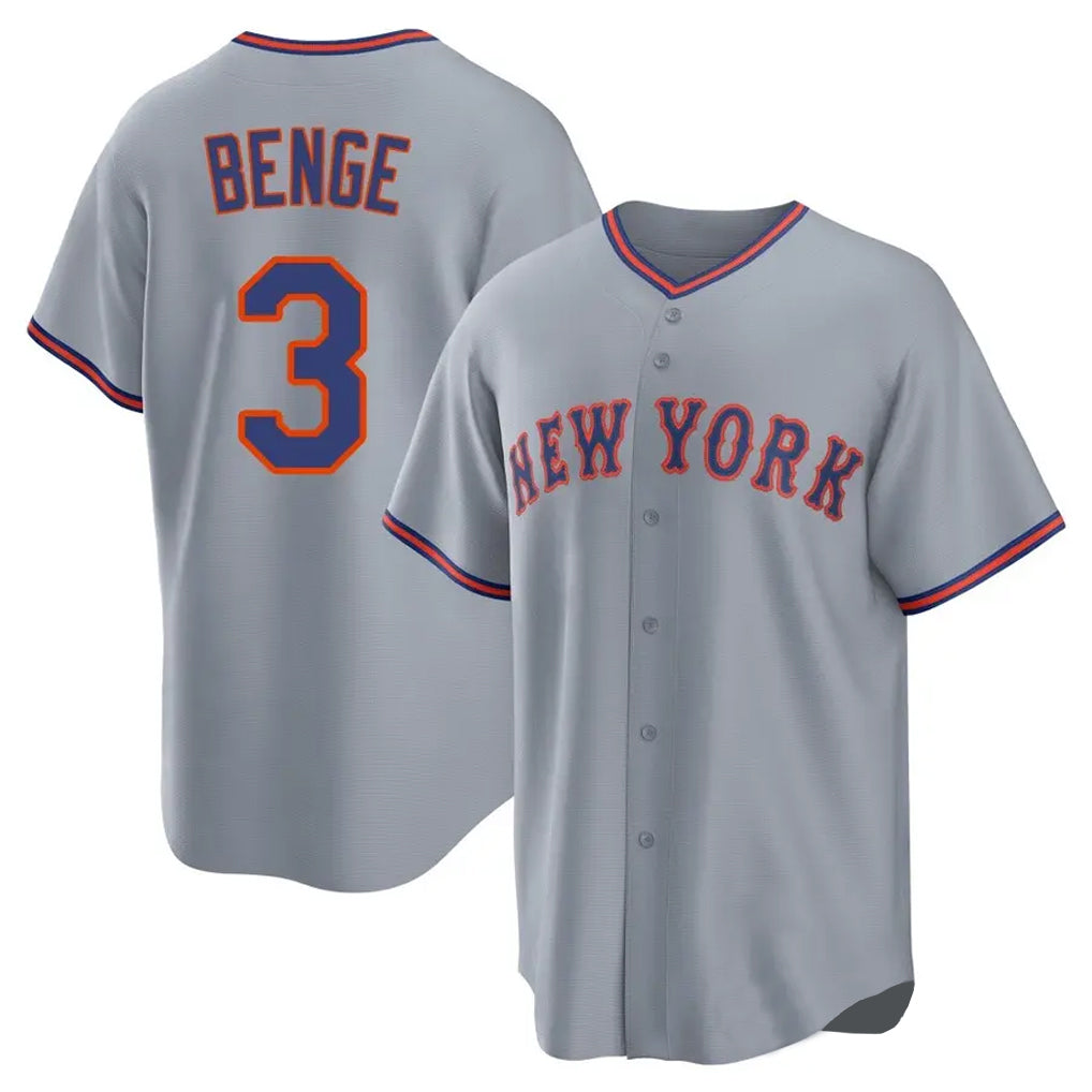 Leonaf NY.Mets #3 Carson Benge Player Gray Road Home Game Stitched Jerseys