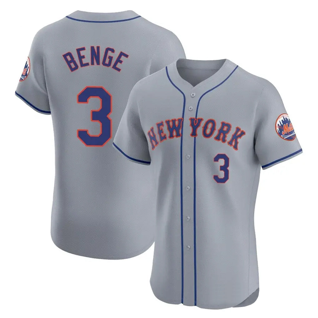 Leonaf NY.Mets #3 Carson Benge Player Gray Road Limited Elite Home Stitched Jerseys