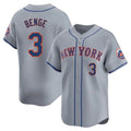 Leonaf NY.Mets #3 Carson Benge Player Gray Road Limited Home Stitched Jerseys