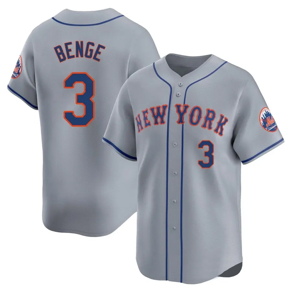 Leonaf NY.Mets #3 Carson Benge Player Gray Road Limited Home Stitched Jerseys