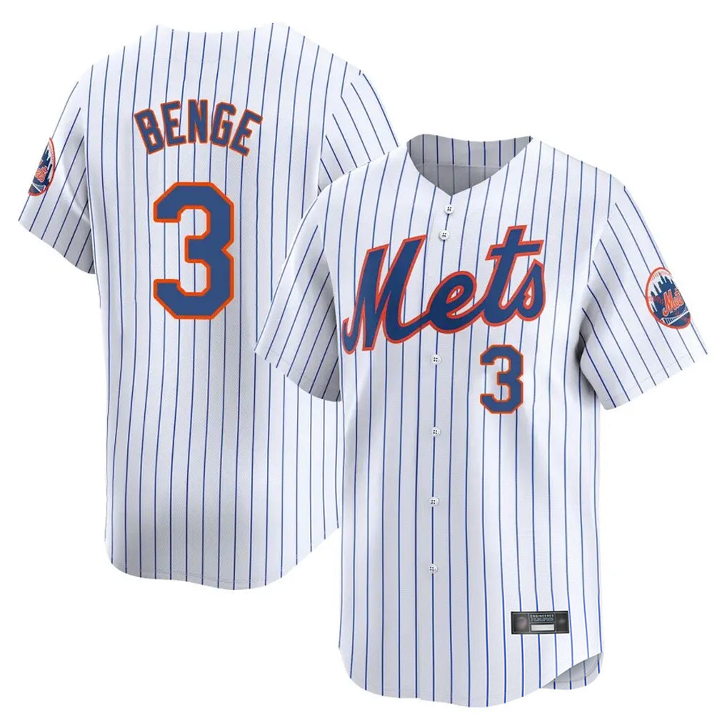 Leonaf NY.Mets #3 Carson Benge Player White Home Replica Stitched Jerseys