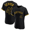 Leonaf NY.Mets #41 Tom Seaver Player Black Snake Skin City Home Limited Elite Stitched Jerseys